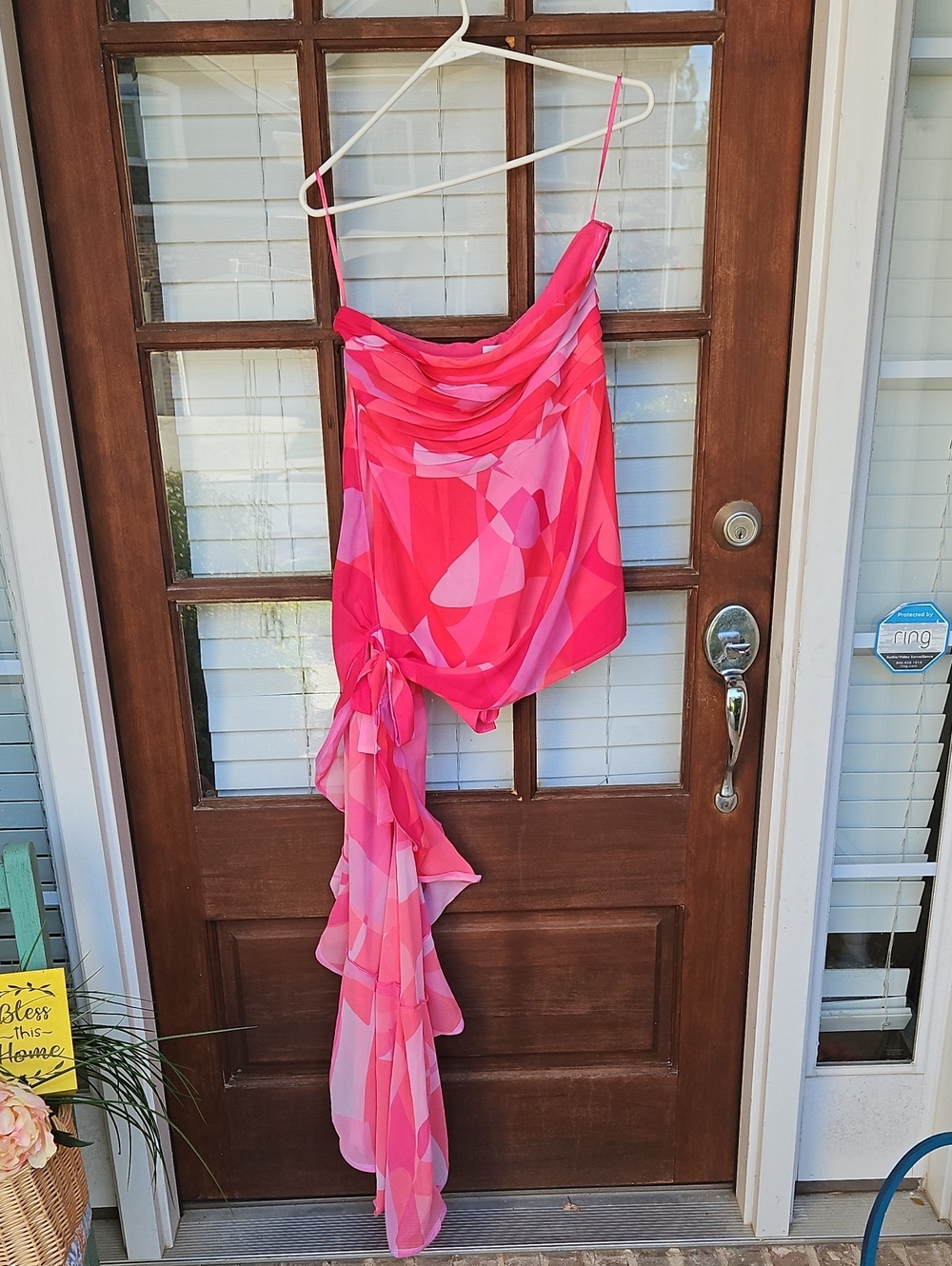 Hello Molly Too Glam to Give A D* Asymmetrical Strapless Mini Dress Sz 6 Pink - Picture 2 of 5